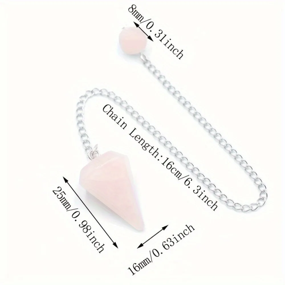 Natural Rose Quartz Crystal Pendulum Hexagonal Cone Dowsing Charms For Divination Healing Reiki Spiritual Meditation Jewelry