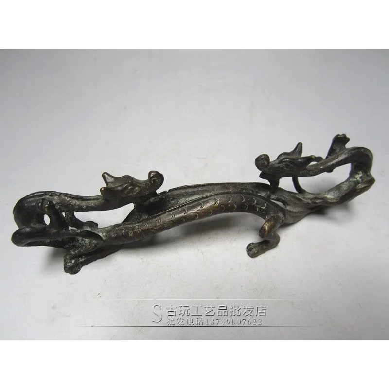 Factory in Stock Antique Wholesale Collection Home Ornaments Decorations  Copper Double Dragon Pen Holder Calligraphy materials