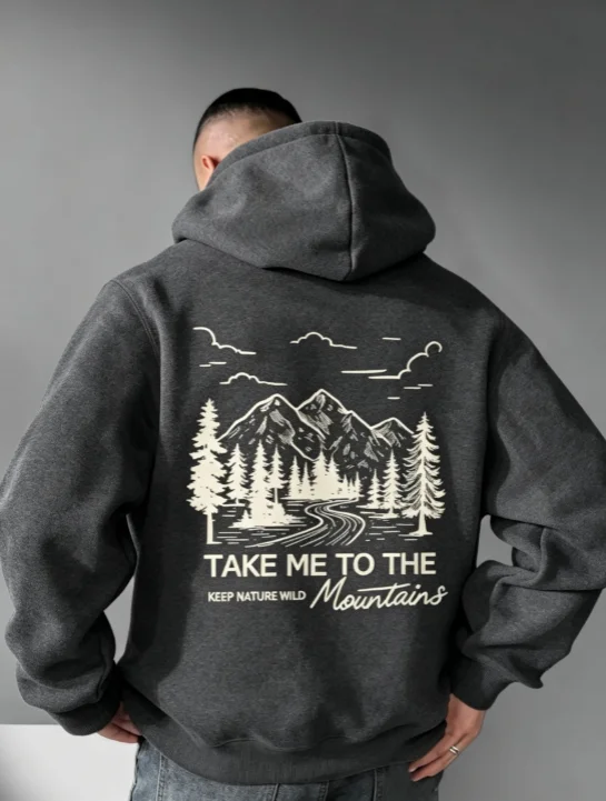 2026 Unisex Mountain Forest Graphic Hoodie Outdoor Nature Pullover Sweatshirt