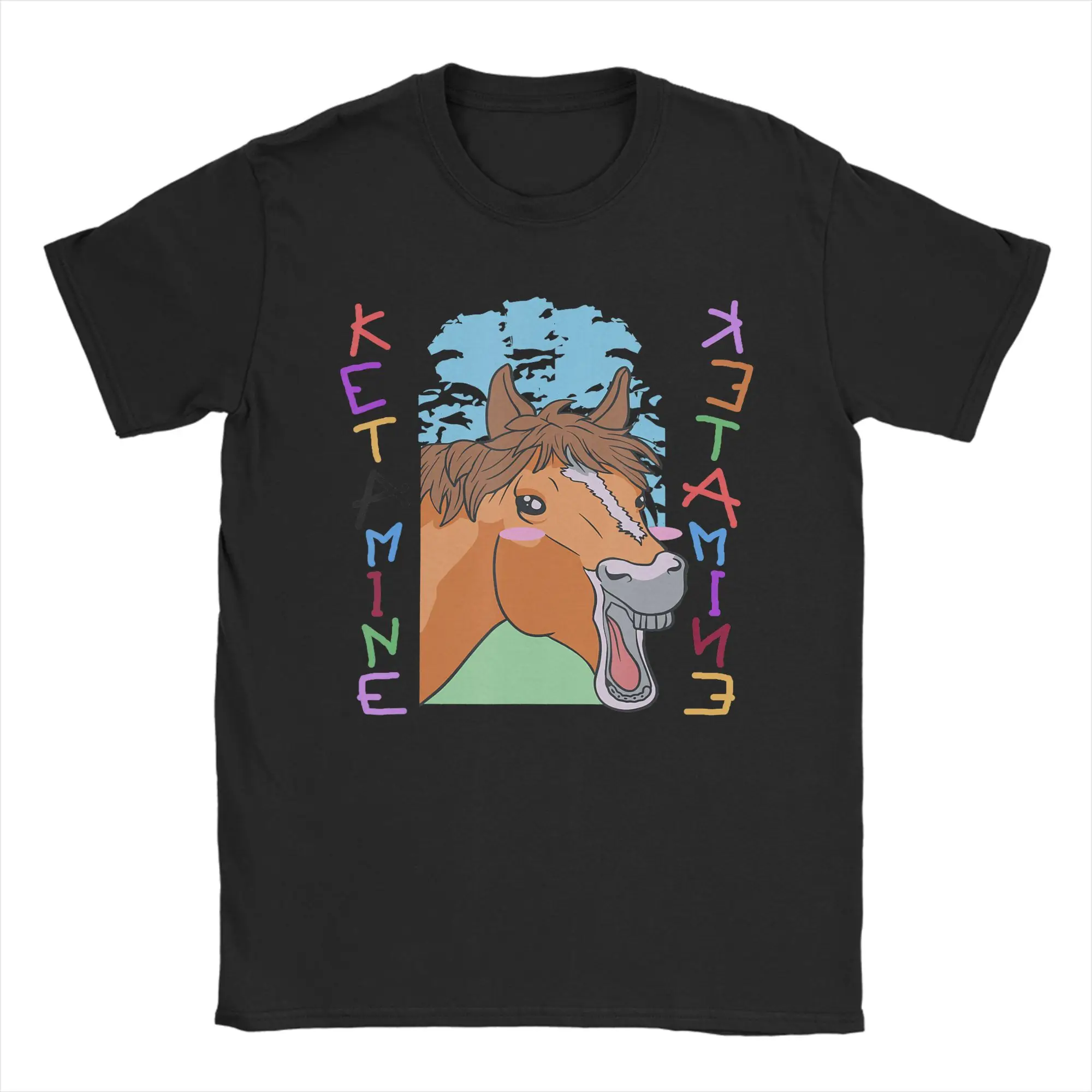 Funny Medical Humor Ketamin Horse T Shirt Male  Y2K Retro Cotton T Shirts Summer Comfortable Hipster Tee Shirt Big Size Tops