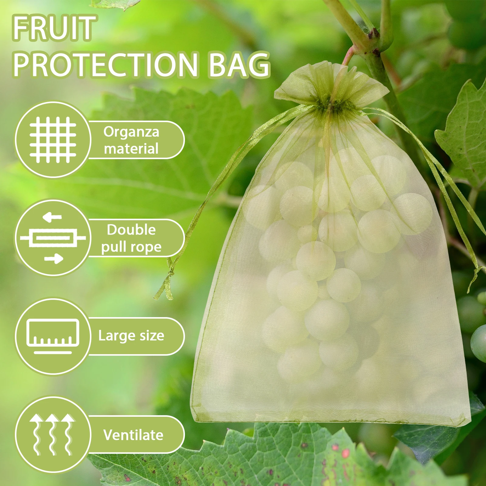 100/150Pcs Fruit Protection Bags Strawberry Grapes Grow Bags with Drawstring Garden Mesh Bags For Pest Control Anti-Bird Tools