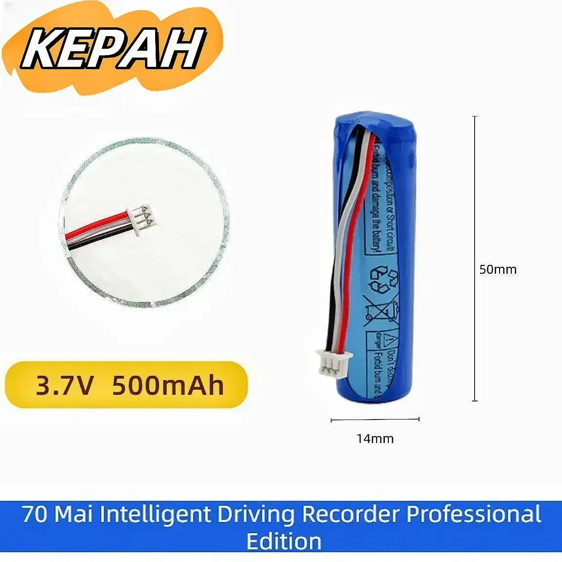 

New 3.7V 500mAh lithium battery and 70mai battery replacement accessories for driving recorder DVR, Hmc1450 driving recorder Pro