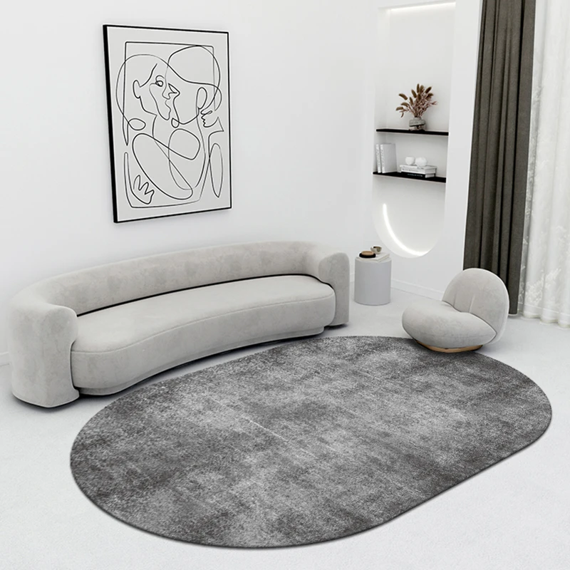 Simple Oval Non-Slip Rugs, Living Room, Sofa, Coffee Table, Home, Office, Solid Color, Bedroom, Bedside, Entry, Porch Mat