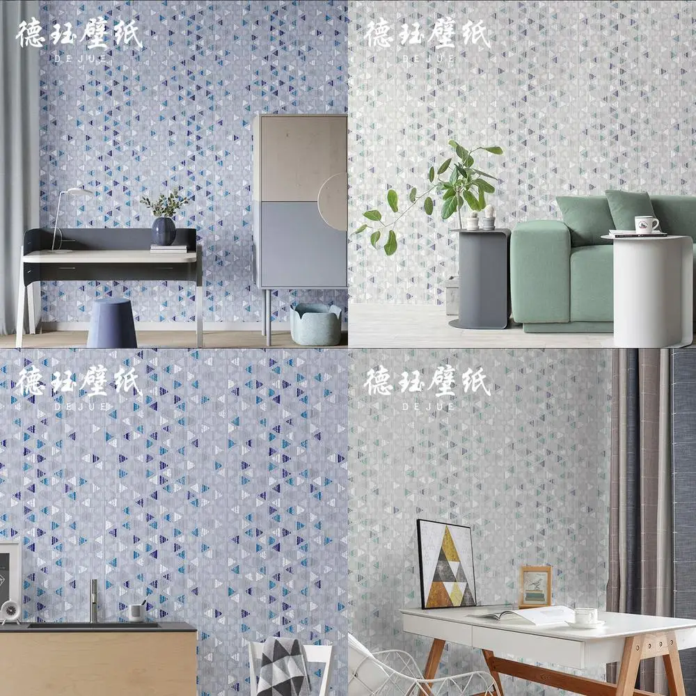 

Nordic Modern Simple Triangle Diamond Pattern Wallpaper Non Self Adhesive Living Room Bedroom Background Clothing Store Blue