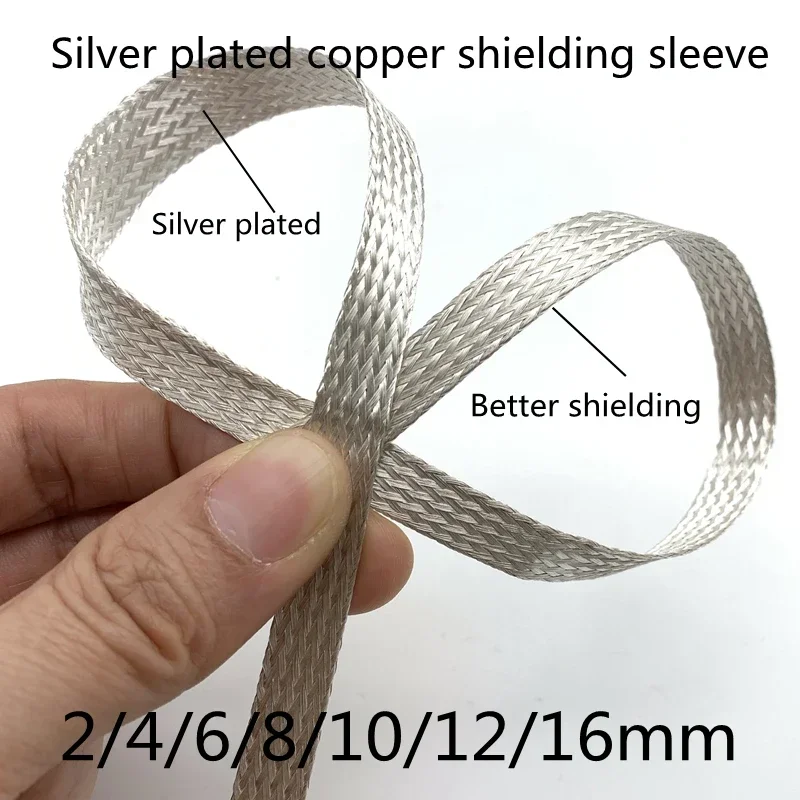 2m/5m Silver Plated Copper Shielding Sleeving Telescopic Braided Net Anti-Interference Wire Electromagnetic Wave Proof Sleeves