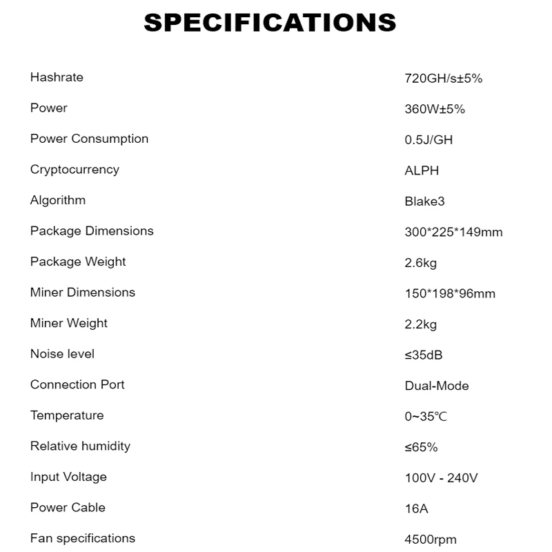 Новинка, Goldshell коробка AL Ⅱ ALPH Miner 720GH/s 360W, домашний тихий мелкокристаллический Майнер, Alephium коробка AL 2 с блоком питания, бесплатная доставка