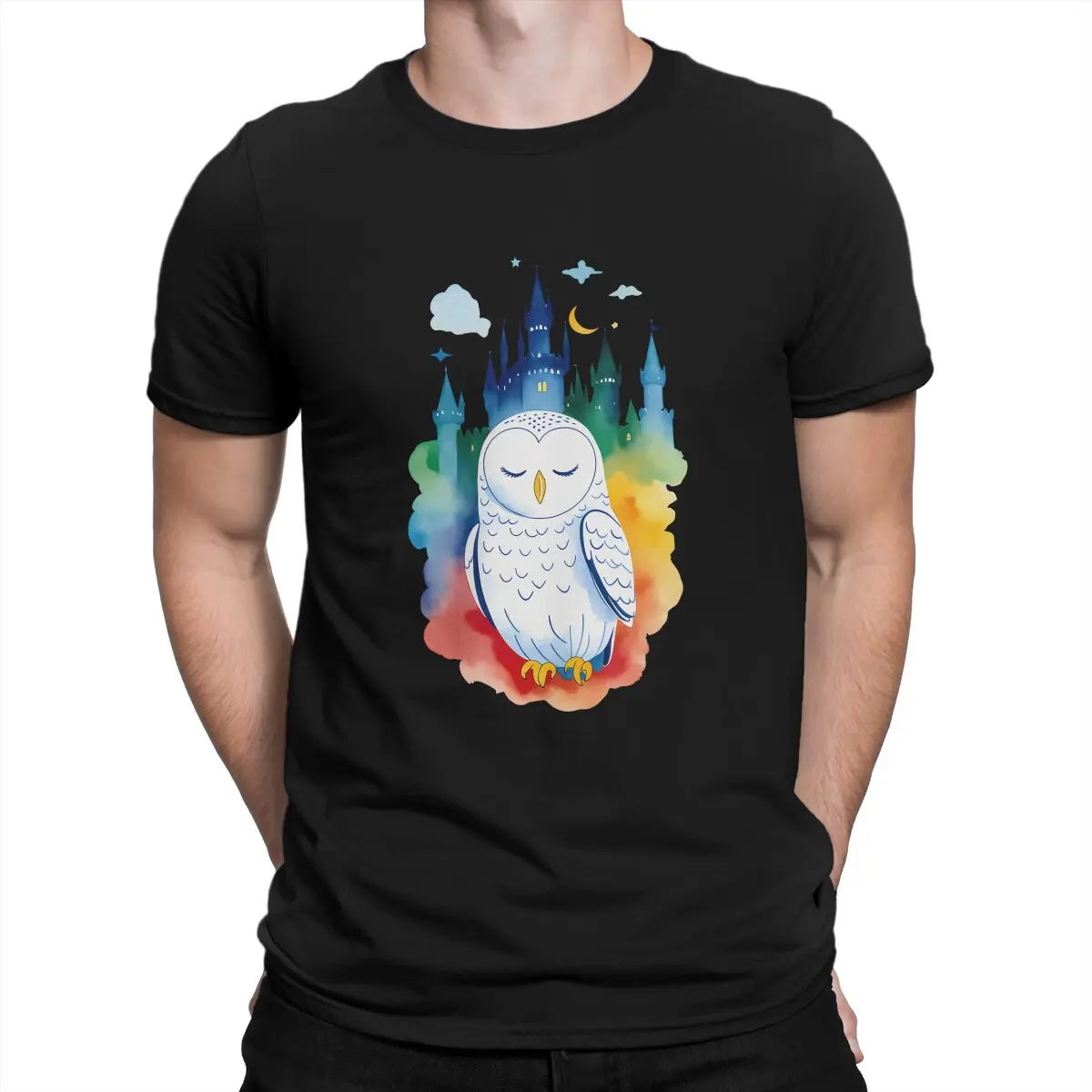 Sleeper Hipster TShirts Cute Owl Men Harajuku Fabric Streetwear T Shirt O Neck 