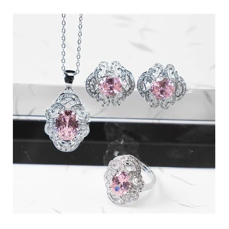 

Foreign Trade Jewelry Women's Jewelry Set Three-piece Earrings Necklace Ring Sweater Chain Personality Trend