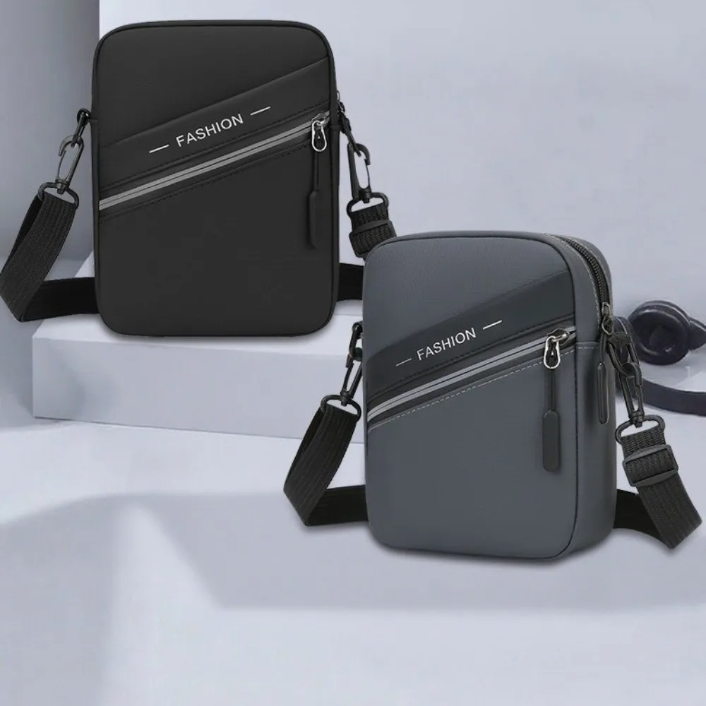 

Fashion Single Shoulder Men's Shoulder Bag PU Waterproof Man Messenger Bag Zipper Multi-Pockets Male Crossbody Bag Camping