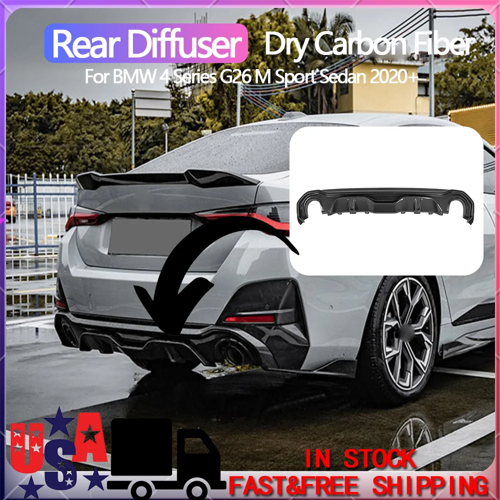 

Dry Carbon Fiber Rear Diffuser Lip Spoiler For BMW 4 Series G26 M Sport Sedan 2020+ Rear Bumper Diffuser Lip Car Accessories