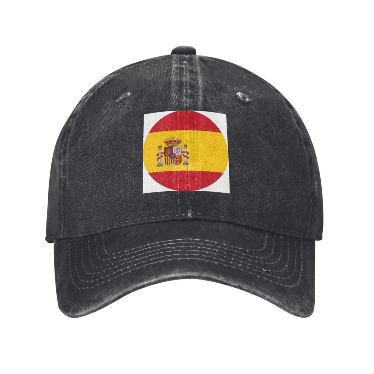 Spain Spanish Flag Round Baseball Caps Snapback Denim Fabric Hats Outdoor  Streetwear Baseball Cowboy Hat for Men Women