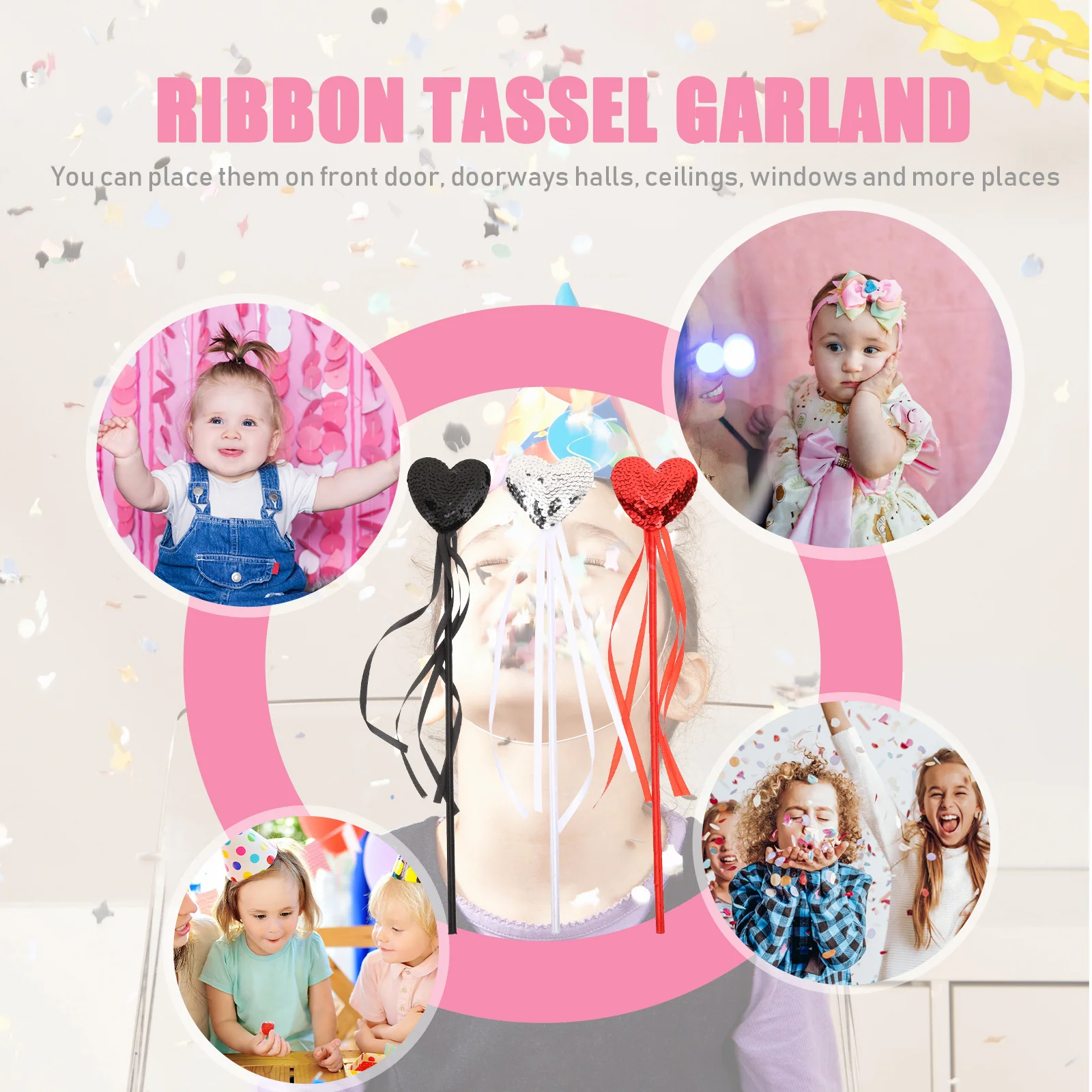 

3 шт., палочки феи в форме сердца, блестящие кисточки, товары для вечеринок принцессы, детское платье, реквизит для косплея, сценическое выступление