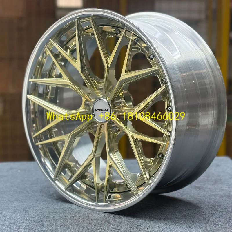 

2-Piece Gold Rim Deep Dish Concave Custom Forged Wheel 5x114.3 5x120 5x112 Car Alloy Wheels 18 19 20 21 22 23 Inch Rim