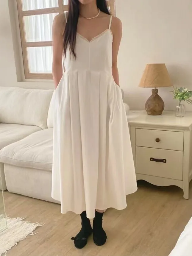 slimming-strapless-midi-dress-simple-collar-women's-inner-wear-korean-style-spring-autumn-winter-casual-fashion