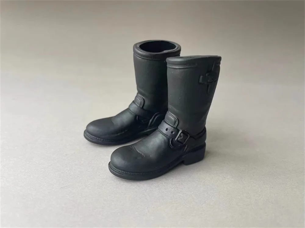 Preto macio oco sapato botas, material de PVC mini brinquedos, modelo para 12 "boneca masculina, figura cena componente, DIY, DML, 1, 6