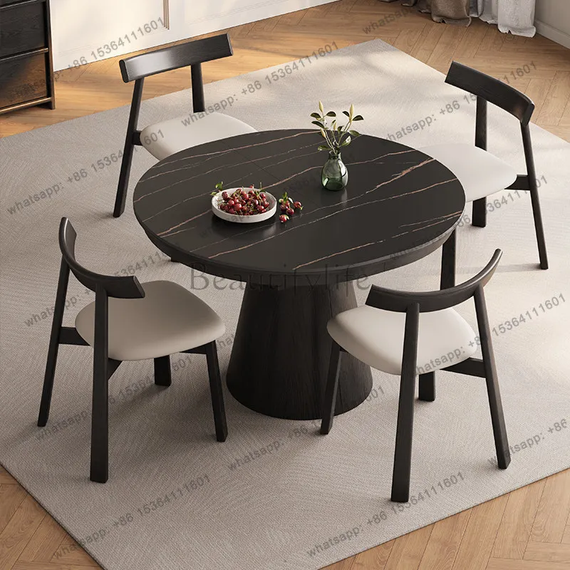

Slate dining table Household small apartment folding dining table Solid wood table