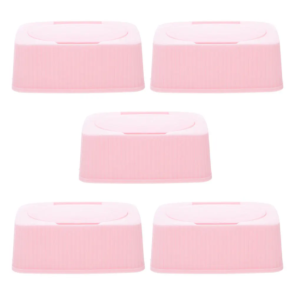 

5Pcs Baby Wipes Organizer Flip Top Refillable Storage Box Dustproof Case for Travel Nursery Bathroom Makeup Pads