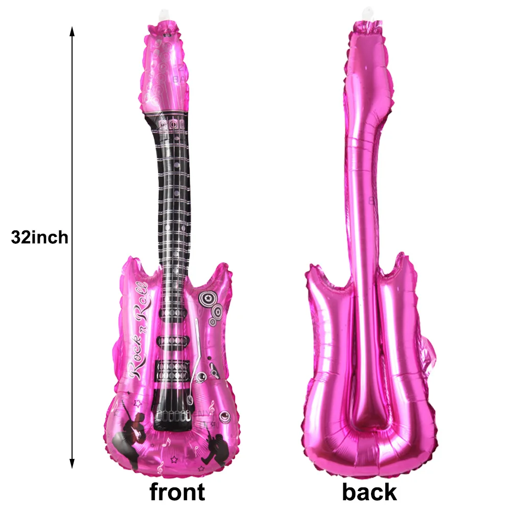 20Pcs Inflatable Guitar Balloon Musical Note Ballon 80s toys Disco Party 90s Theme Birthday Gift Decoration
