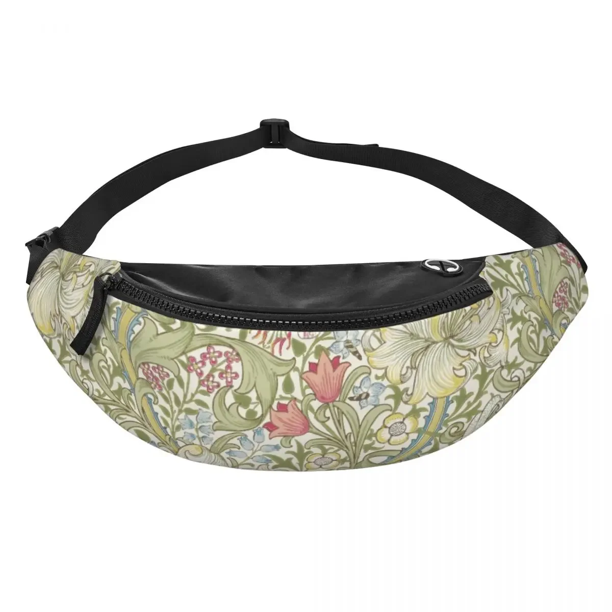 Custom William Morris Art Fanny Pack for Men Women Floral Textile Pattern Crossbody Waist Bag Travel Hiking Phone Money Pouch