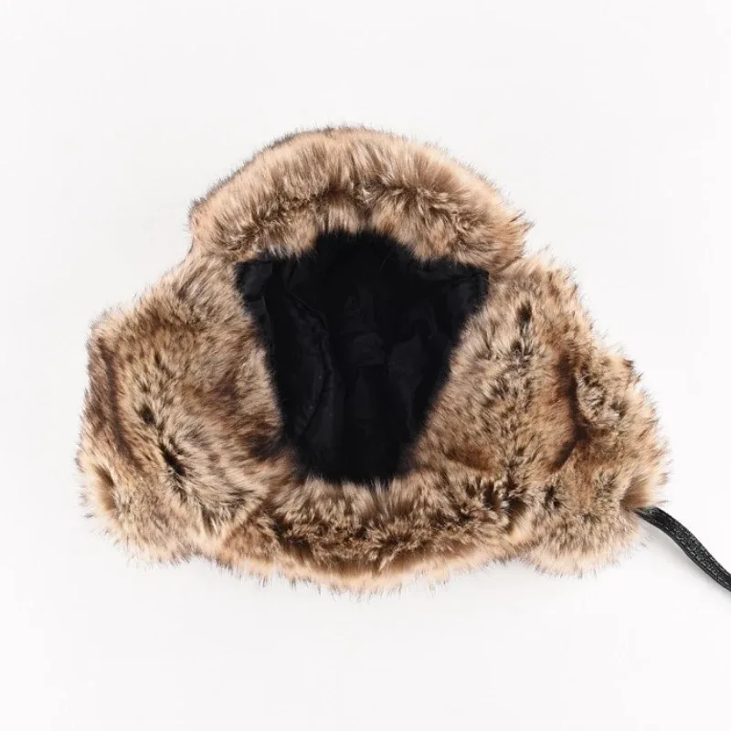 Большой размер XL 62 см, шапки-бомберы, мужская шапка-авиатор-траппер, пилотная шапка из искусственного меха, кожаная лыжная шапка с ушками, толстая 030 ℃   Теплая шапка