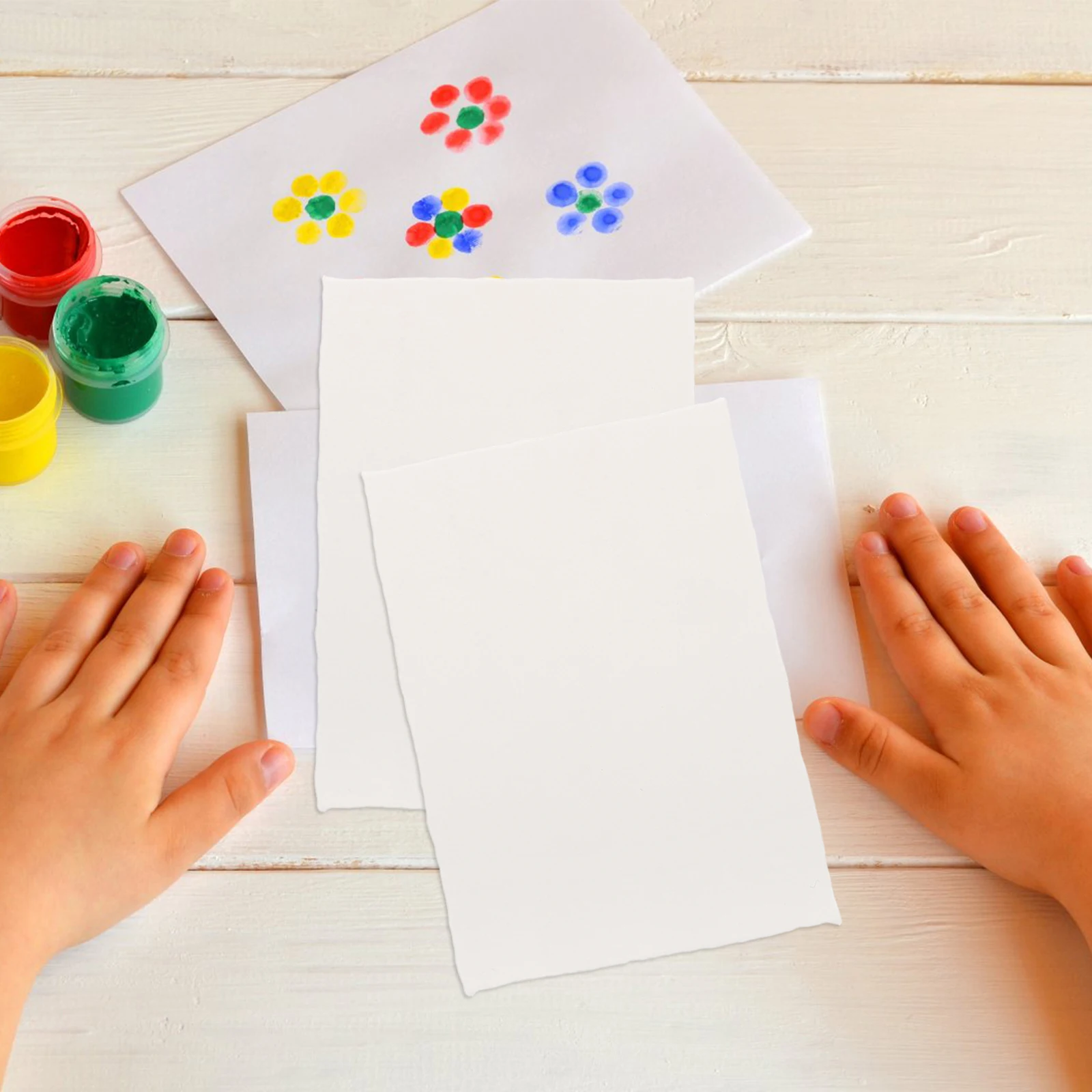 20 hojas de hojas hechas a mano con textura gruesa a base de acuarela con borde decapado para pintar, dibujar, proyectos artesanales, artistas