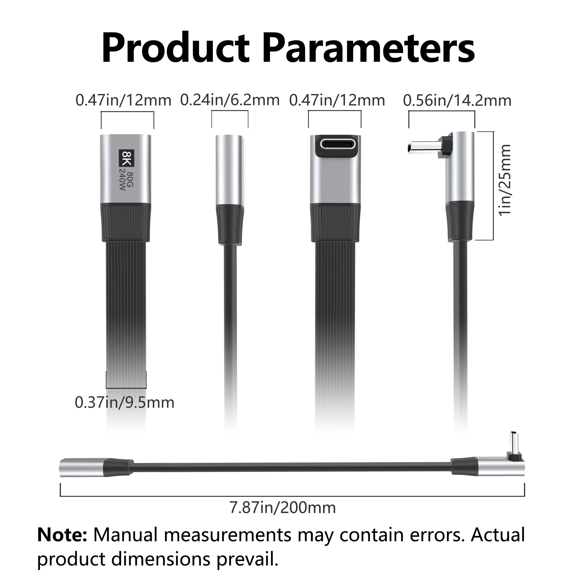 Right Angle USB C Extension Cable,90 Degree USB C Male to Female,80Gbps/240W/8K,for Thunderbolt 5/4/3, USB 4, SSD, MacBook, Dock