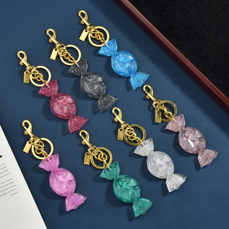 

Resin AB color fashionable imitation crystal transparent color bead back hole candy bag pendant, keychain