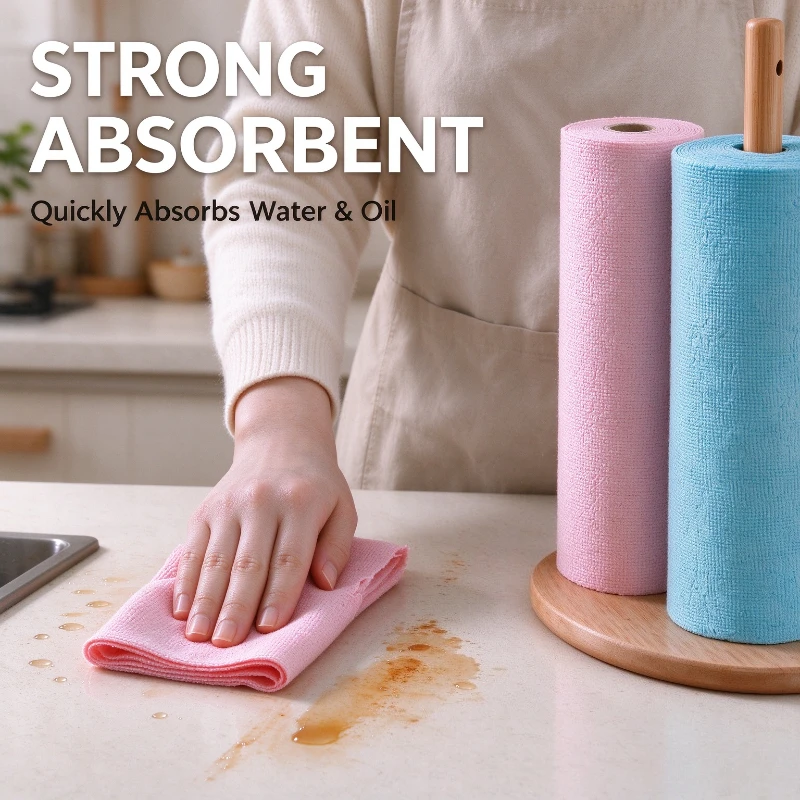 Tear Off Disposable Dish Cloth Microfiber Towel Roll Kitchen Cleaning Rags Thickened Absorbent Lint Free Strong Scrubbing Cloth