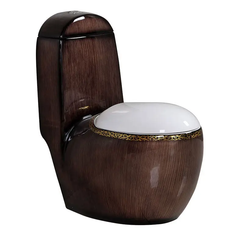 

Wood grain toilet siphon one-piece toilet ceramic idea, colored egg toilet, water-saving large diameter