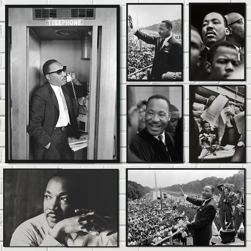 Póster Fotográfico Icónico de la Historia Negra de Martin Luther King Jr, Estilo Vintage Clásico, Impresión en Lienzo, Cuadro Decorativo para Pared, Decoración del Hogar