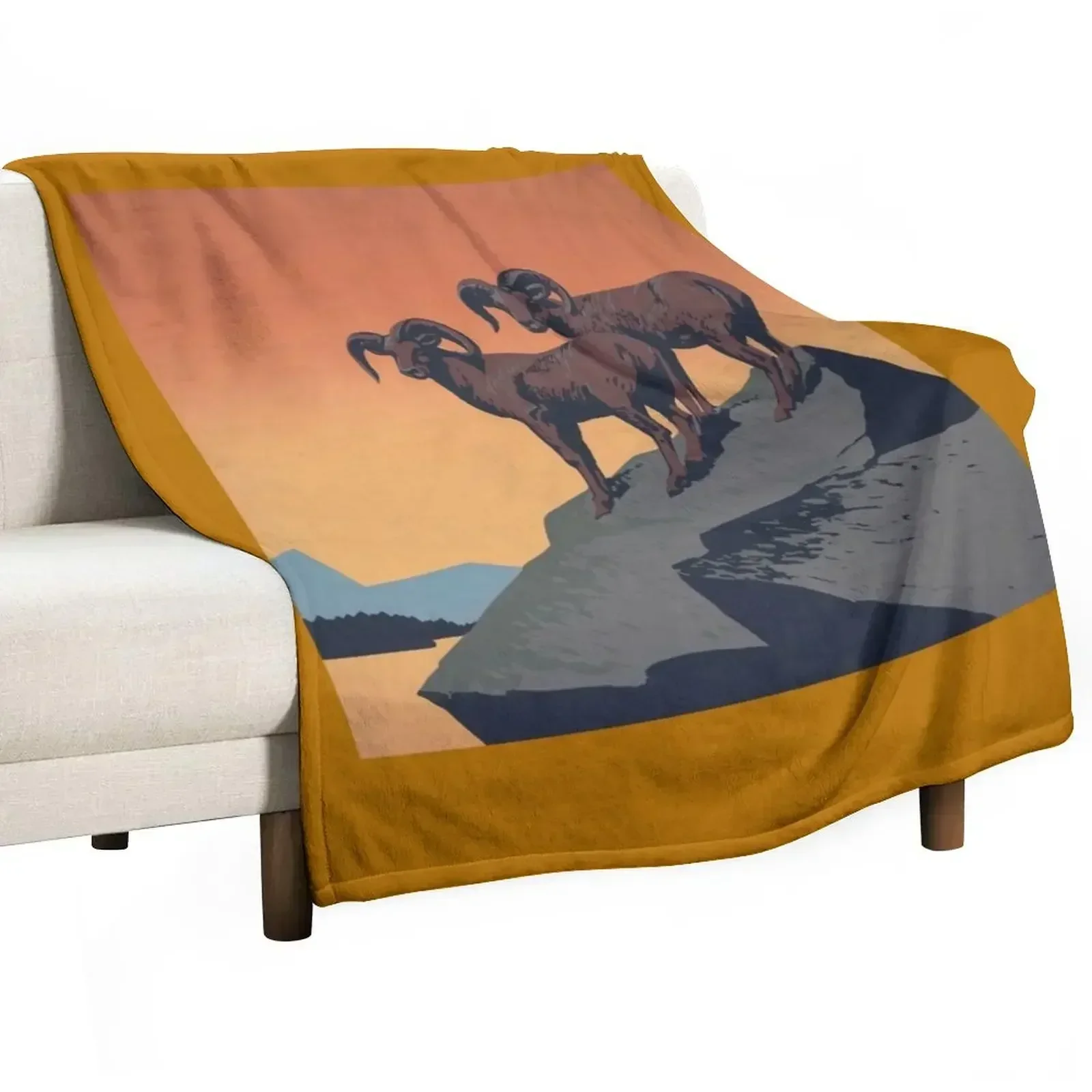 

Bighorn sheep Throw Blanket Multi Use Warm Blanket for Living Room Bedroom