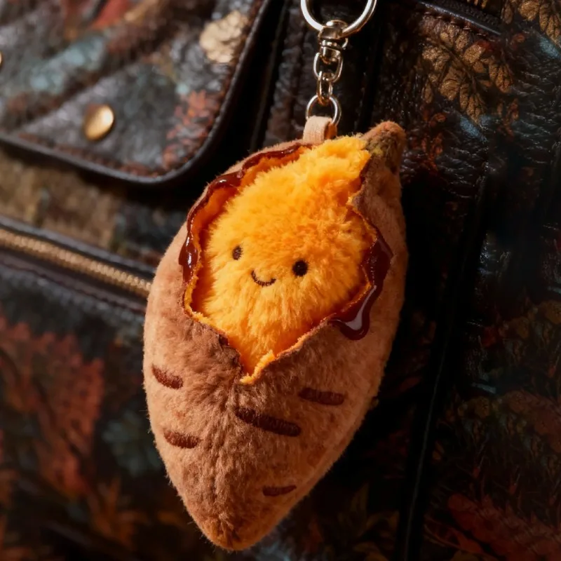Lindo y Creativo Llavero de Peluche de Camote Asado, Muñeco de Peluche de Comida Simulada de Dibujos Animados, Colgante Decorativo, Accesorios, Regalos