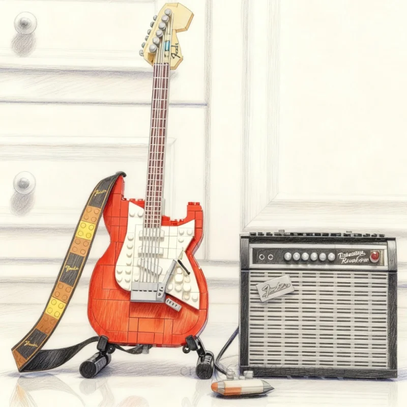 

Набор строительных блоков для гитары, образовательный музыкальный инструмент, украшение для домашней крыльца, подходит для рождественских подарков