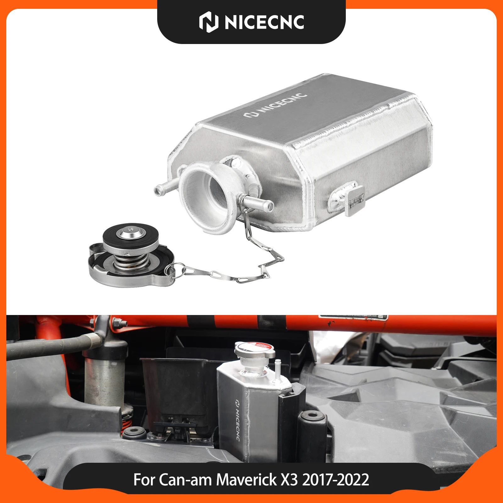NICECNC Coolant Reservoir Tank For Can Am Maverick X3 Sport Commander 1000R Defender 1.2 Liters Aluminum UTV Accessories