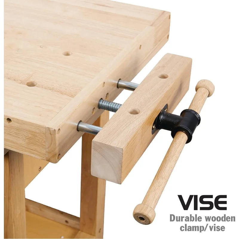 Olympia Tools Bancada de trabalho de madeira dura de borracha de 60 polegadas com 4 gavetas - Banco de trabalho de madeira portátil resistente com capacidade de peso de 450 libras