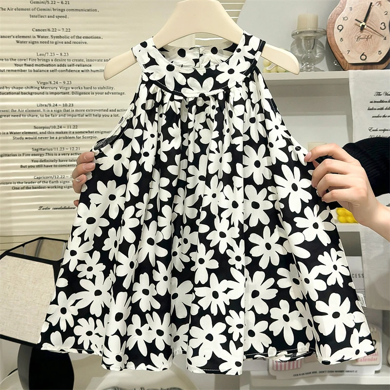 Summer Toddler Girls Floral Dress Sleeveless A-line Princess Dress Kids Casual Print Sundress Baby Girl Beach Holiday Dresses
