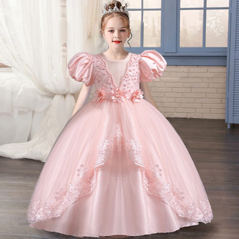 New Baby Dress Bubble Sleeves Lace Birthday Party Girl Princess Dress Wedding Dress Fashion Party Elegant Girl Dress Dress