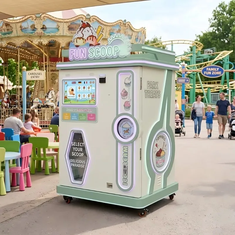 Commercial Automatic Soft Serve Ice Cream Vending Machine with Smart Payment System for Mall and School