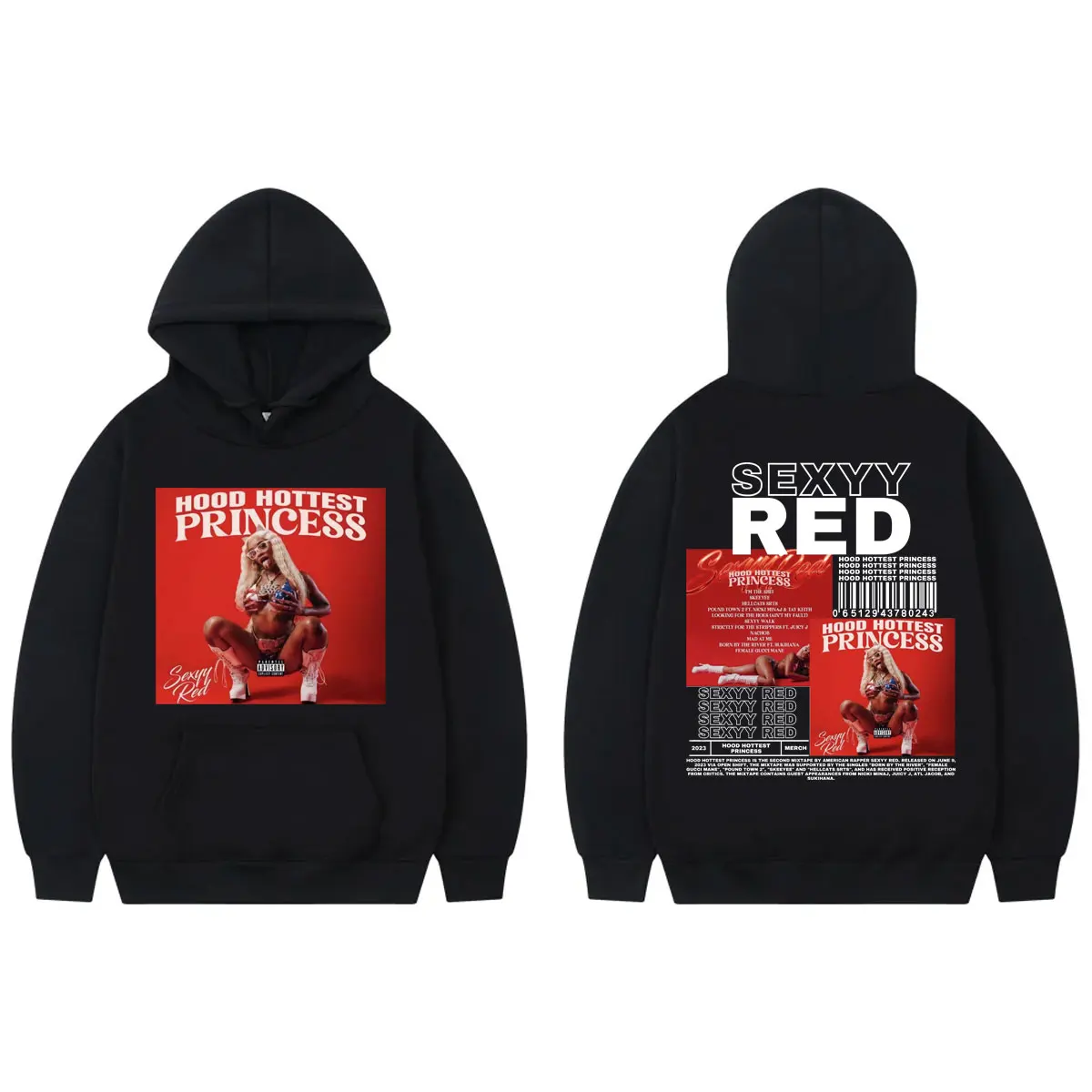 

Rapper Sexyy Red Double Sided Graphic Hoodie Men Women Fashion Hip Hop Oversized Pullovers Casual Long Sleeve Fleece Sweatshirt