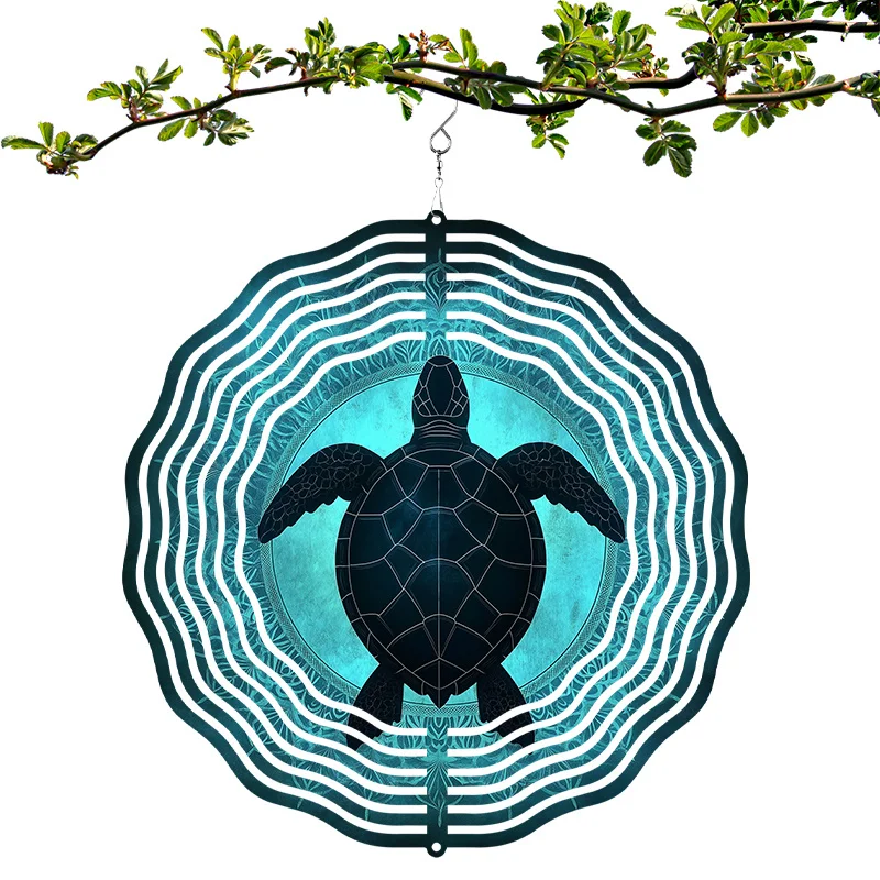 1pc 3D Metal Wind Spinner, Dynamic Kinetic Sculpture with Turtle Design, Garden and Patio Art