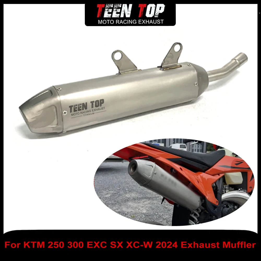 For KTM EXC 300 250 XC-W SX 300 250 Exhaust Muffler Offroad Bike Titanium Alloy 470mm Slip-on Exhaust For HUSQVARNA TE300 2024