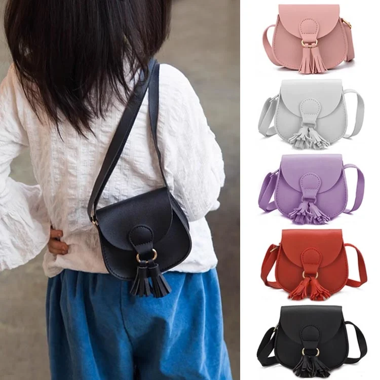 

New Children Girls Tassel Small Fashion Shoulder Bag Kids Sweet PU Leather Waist Bag Play Travel Portable Bag Crossbody Handbags