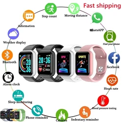 Y68 reloj inteligente digital Led para mujer, reloj deportivo impermeable con Bluetooth, Monitor de ritmo cardíaco, rastreador de Fitness, reloj para niños