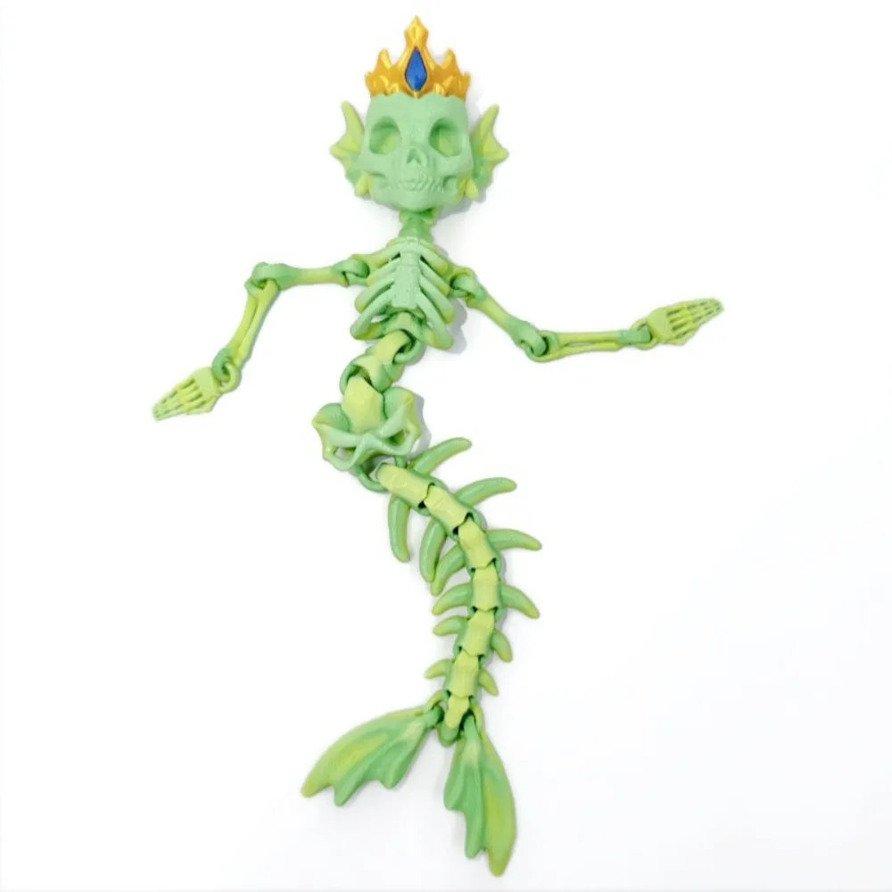 Articulated Movable Joints 3D Printed Mermaid Skeleton Lightweight Sturdy Material Smooth Edges Movable Bone Figure