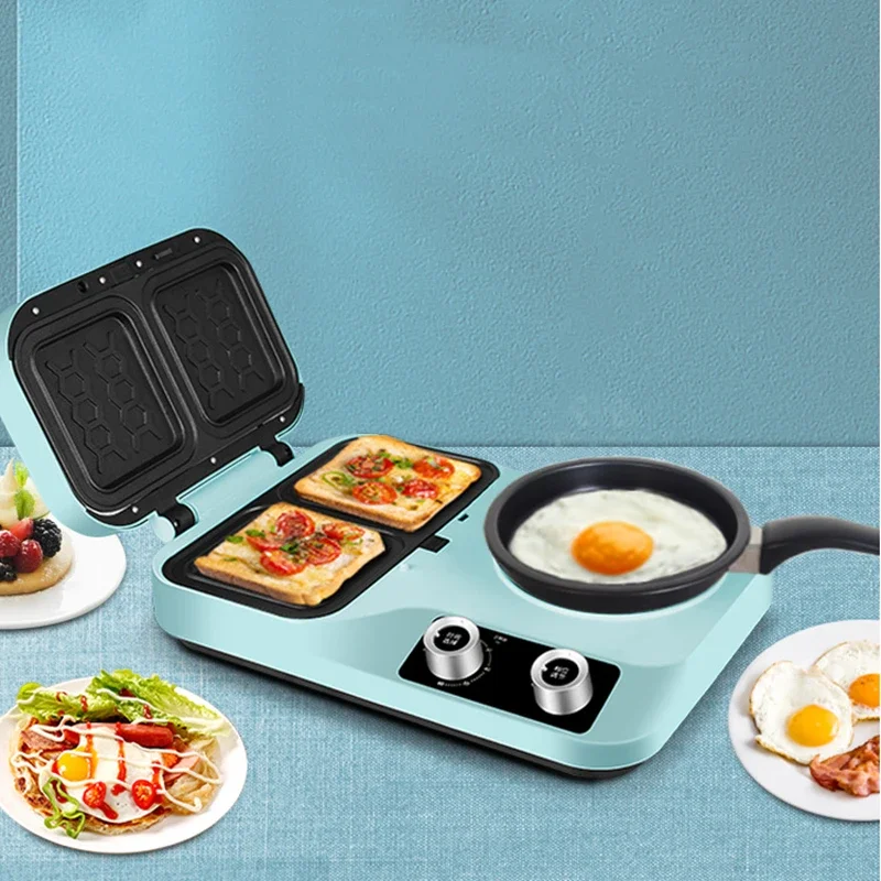 

800W 4 In 1 Breakfast Making Machine 1500W Electric Sandwich Maker Multifunction Bread Maker Non-stick Pizza Frying Pan Toaster