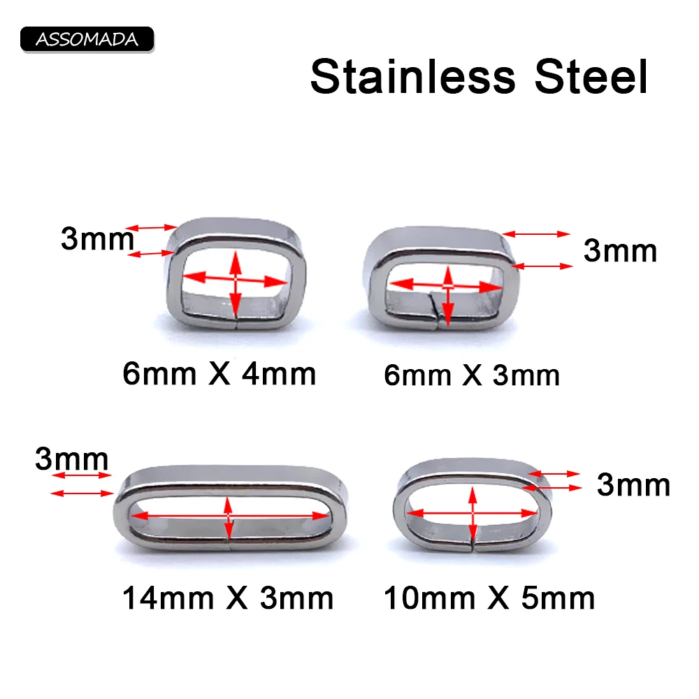 10pcs Stainless Steel Ring For Leather Bracelet Ornament Connect Lace Buckle Bracelet Clasp DIY Jewelry Making Accessories