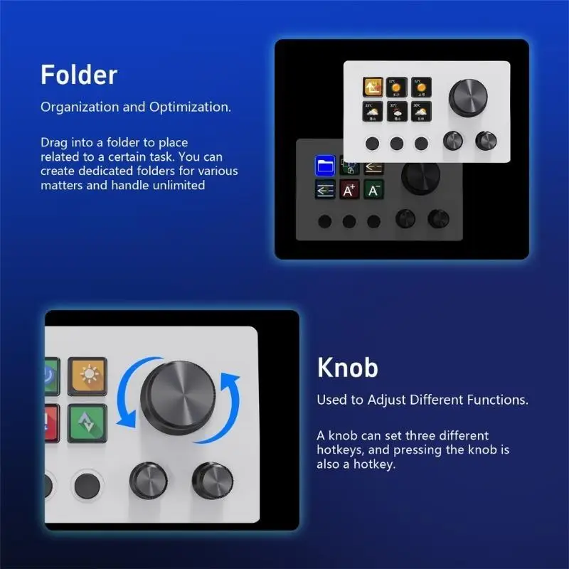 652F Mini Keyboard with Knob Customizable Visual Control Panel for PC Gaming Stream
