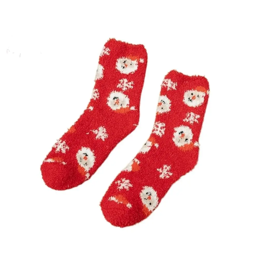 

Funny Warm Soft Cold-proof Pine Tree Coral Fleece Heart Elk Hosiery Christmas Socks Winter Socks Women Short Socks