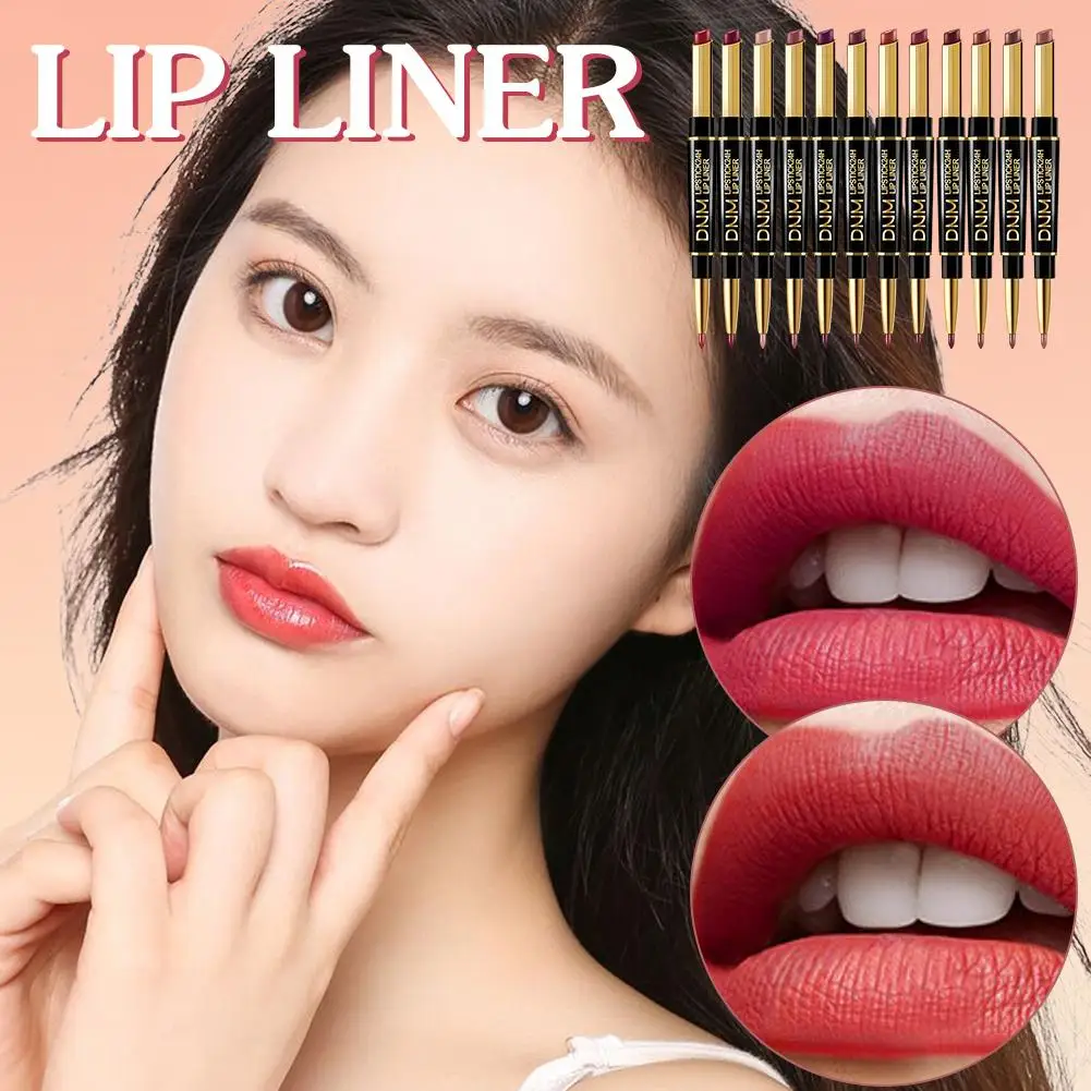 12สีเคลือบลิปสติกลิปไลเนอร์2 in 1แต่งหน้า Matte Nude ริมฝีปากสีแดงขายส่งลิปสติก Z9Y2