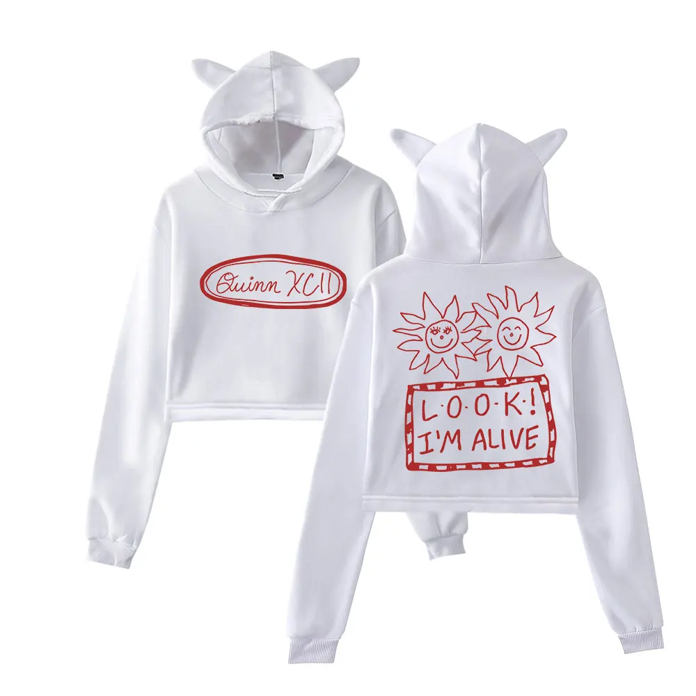 

Quinn XCII Look I'm Alive Толстовка Женская толстовка с капюшоном и длинными рукавами Повседневный модный укороченный топ